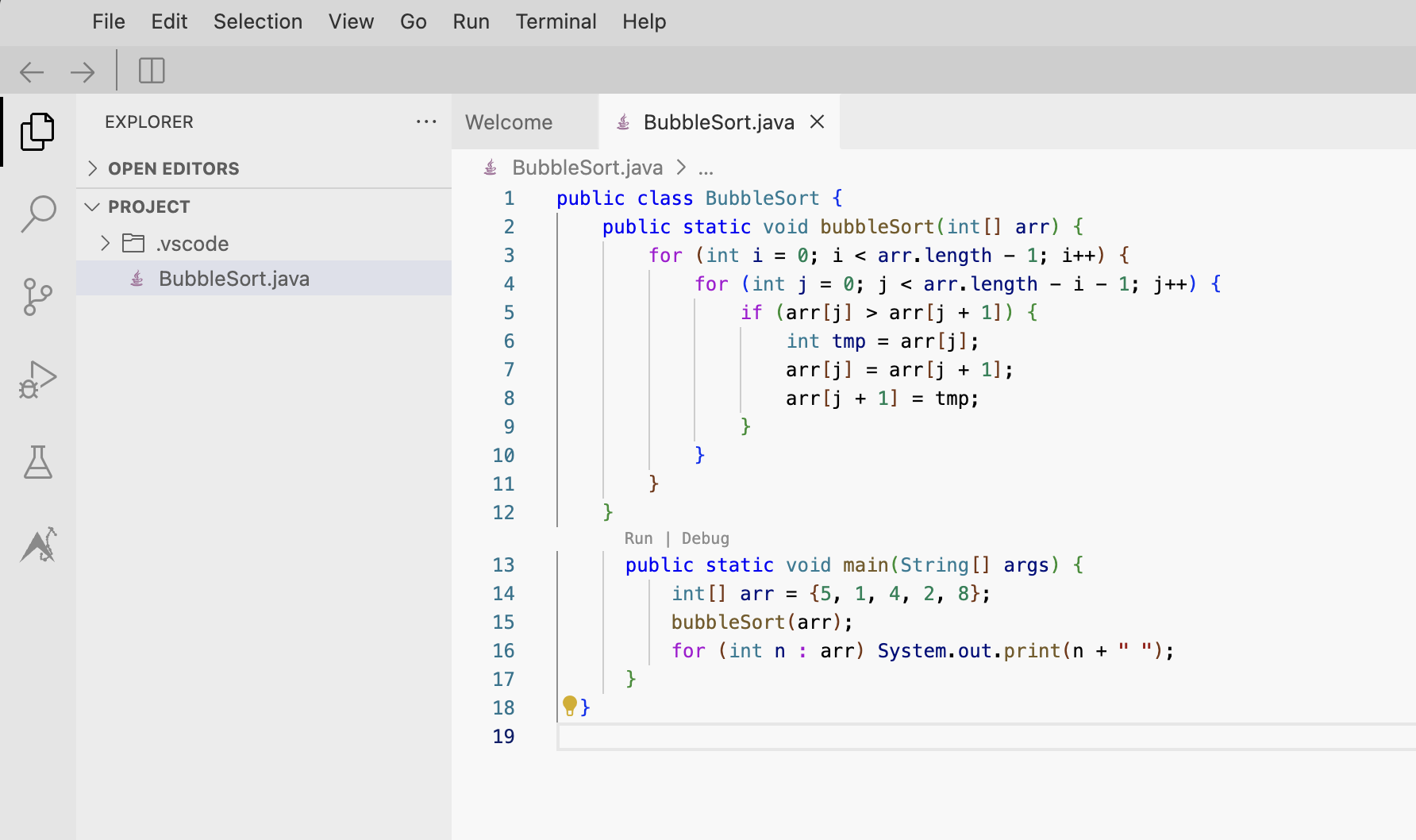 BubbleSort after implementing method