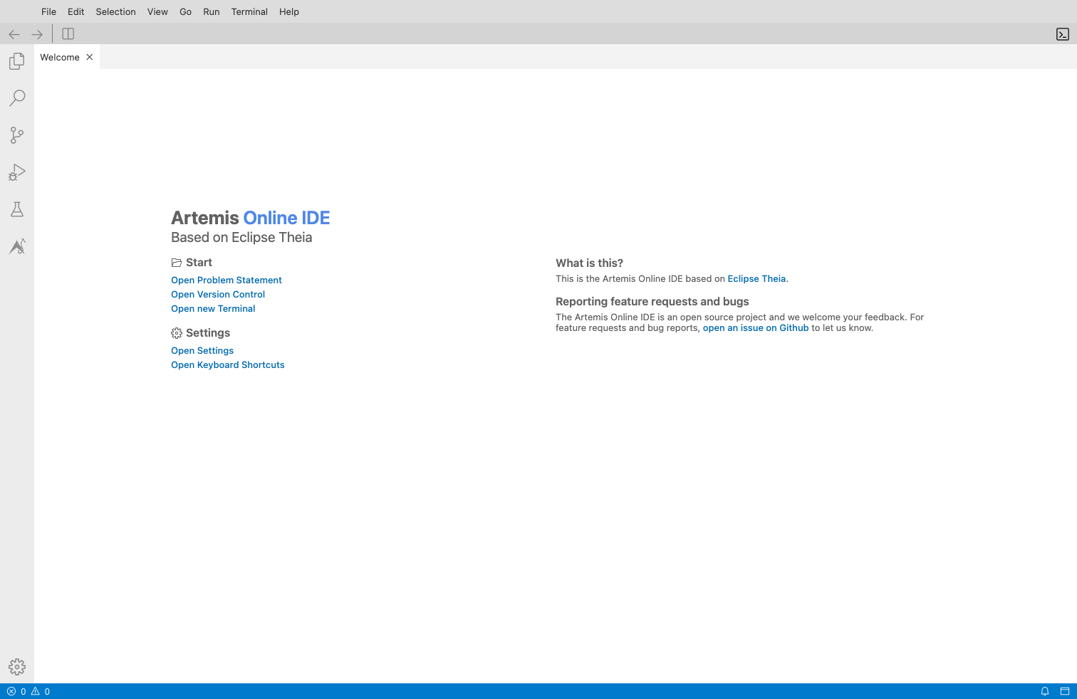 Java workspace opened